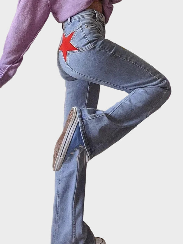 Flare Jeans with Back Star Patch