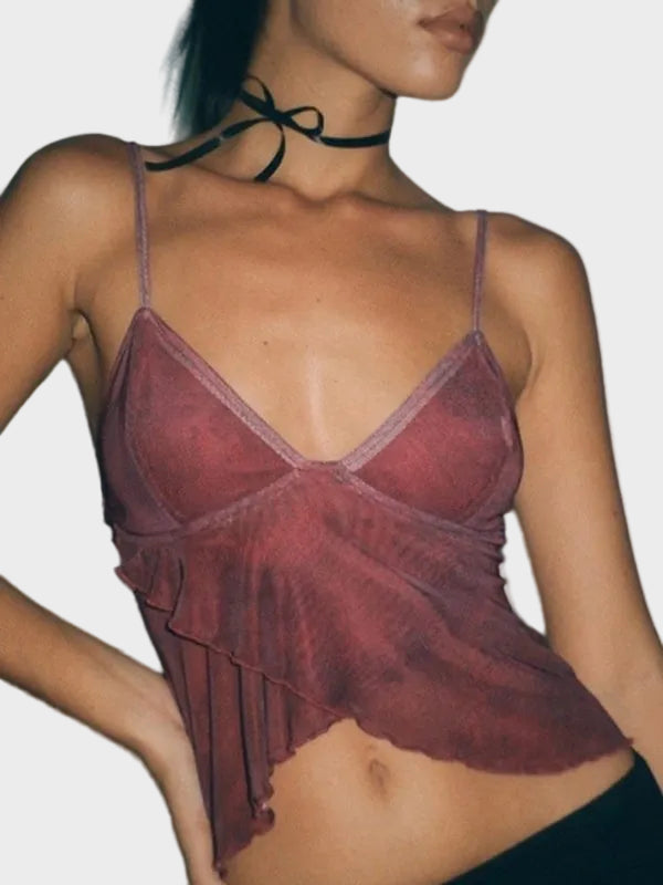 Crisscross Mesh Crop Cami Top