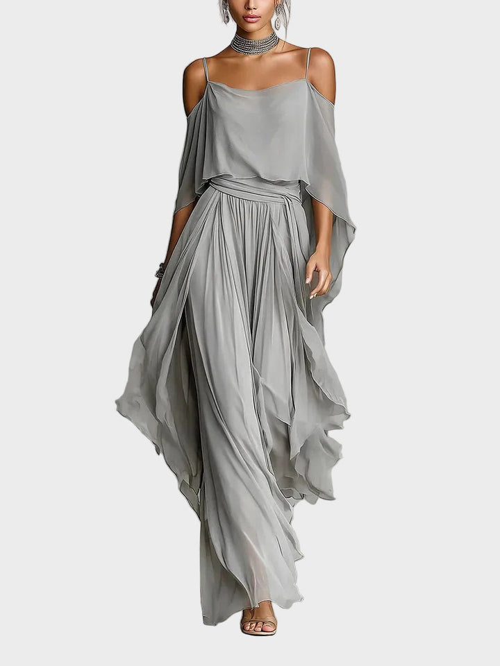 Isabela - Grey Set with Spaghetti Strap Top and Lightweight Trousers