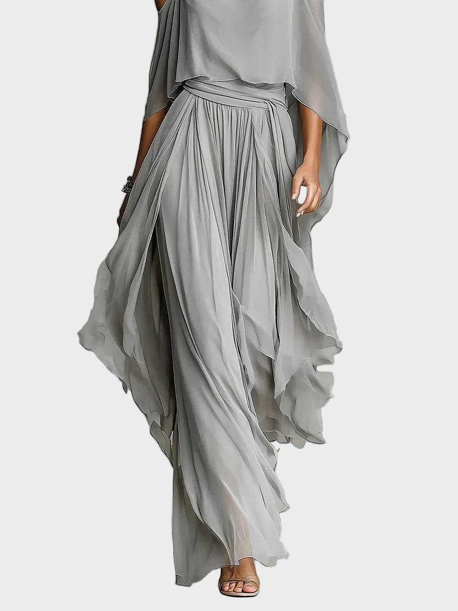 Isabela - Grey Set with Spaghetti Strap Top and Lightweight Trousers