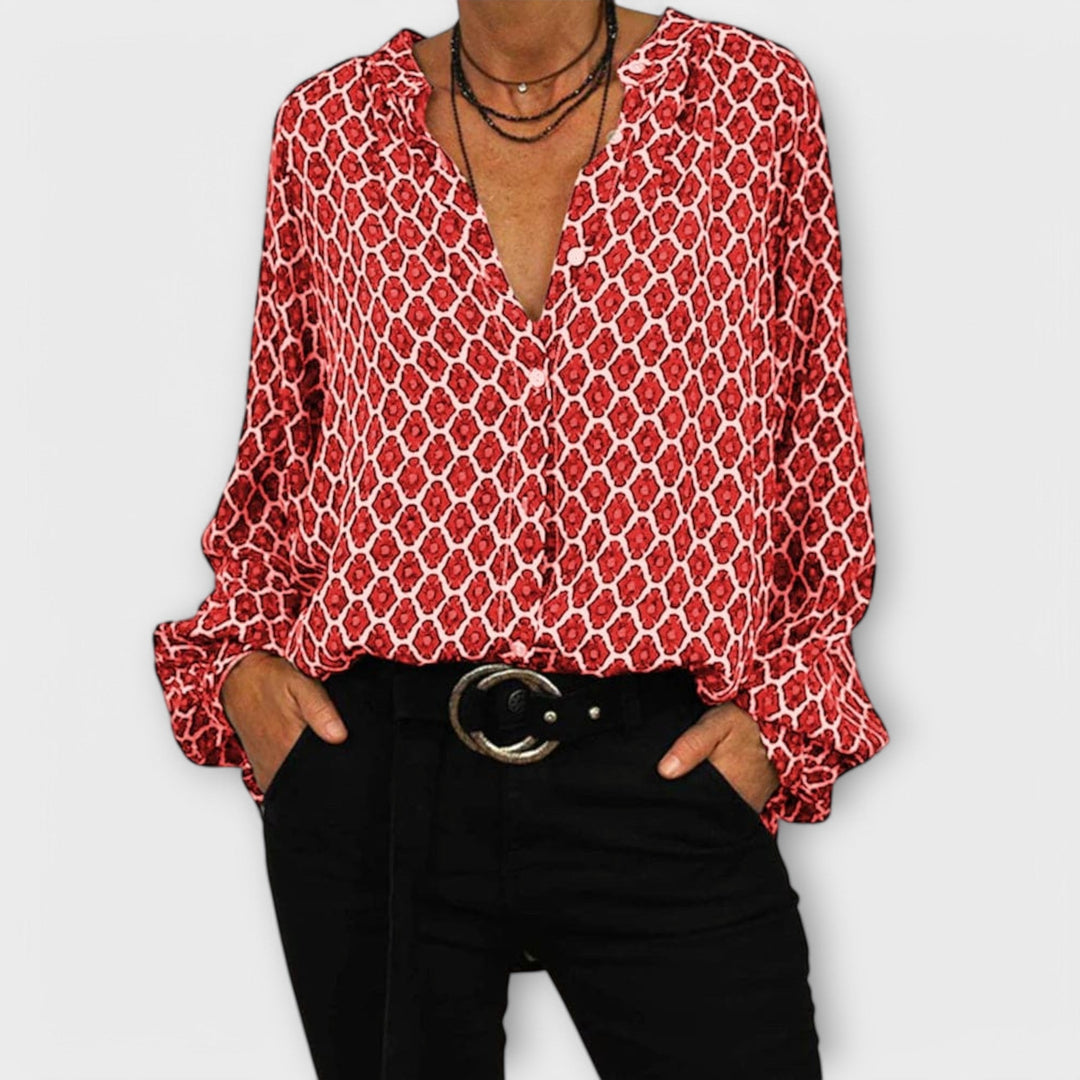Zara - Stylish Blouse with V-Neck and Long Sleeves