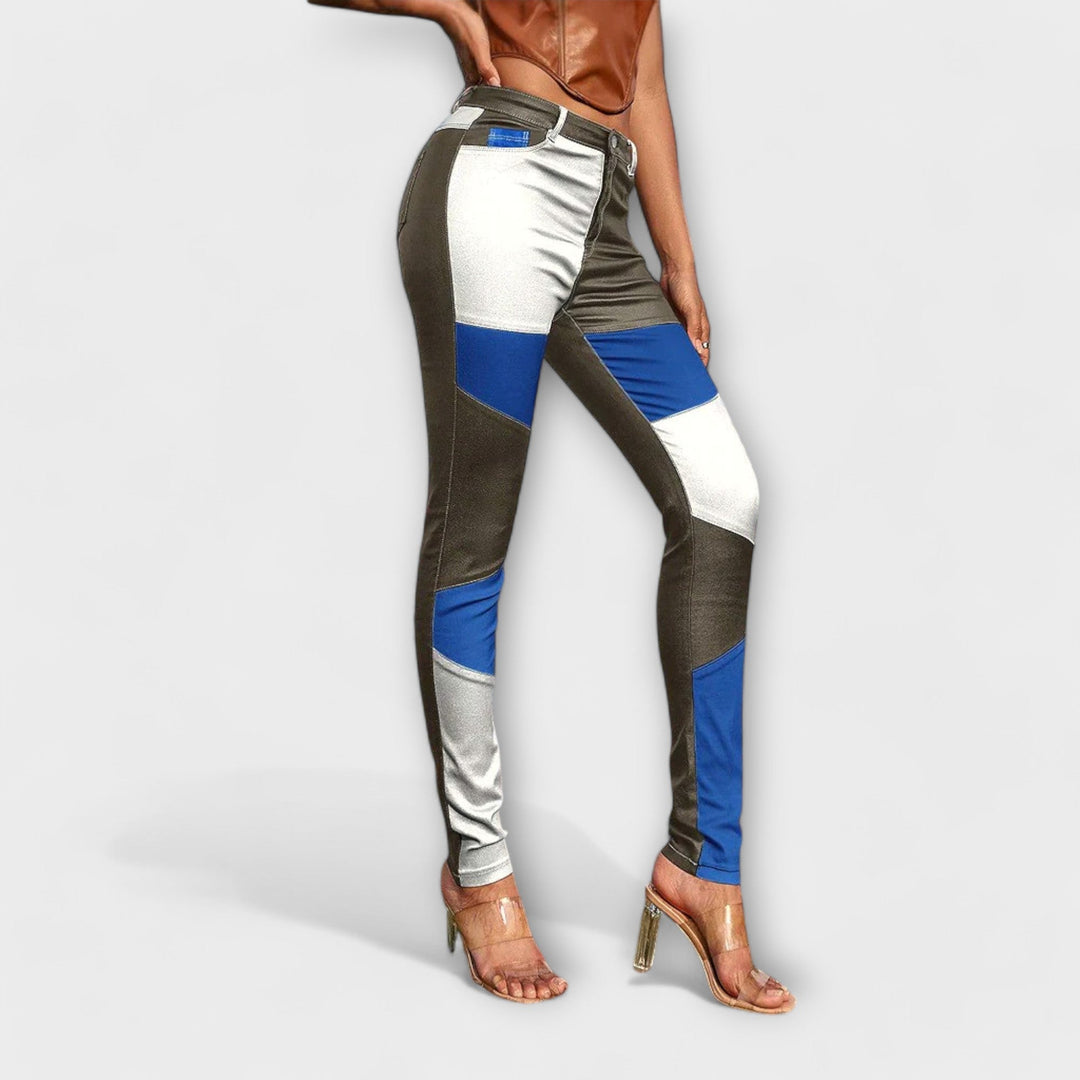 Calliope – Trousers with Colour Block Pattern