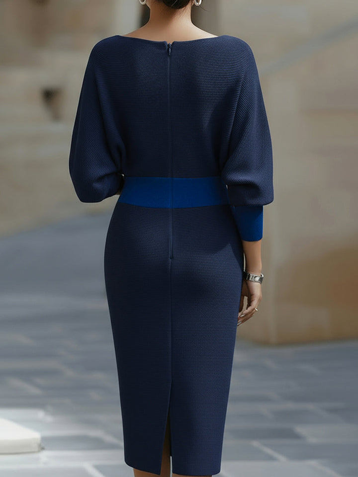 Charlotte | Women's Draped Batwing Sleeve Midi Elegant Dress