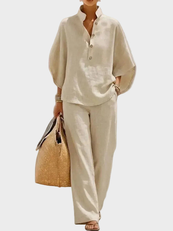 Mariel – Cotton-Linen Set with Wide Trousers