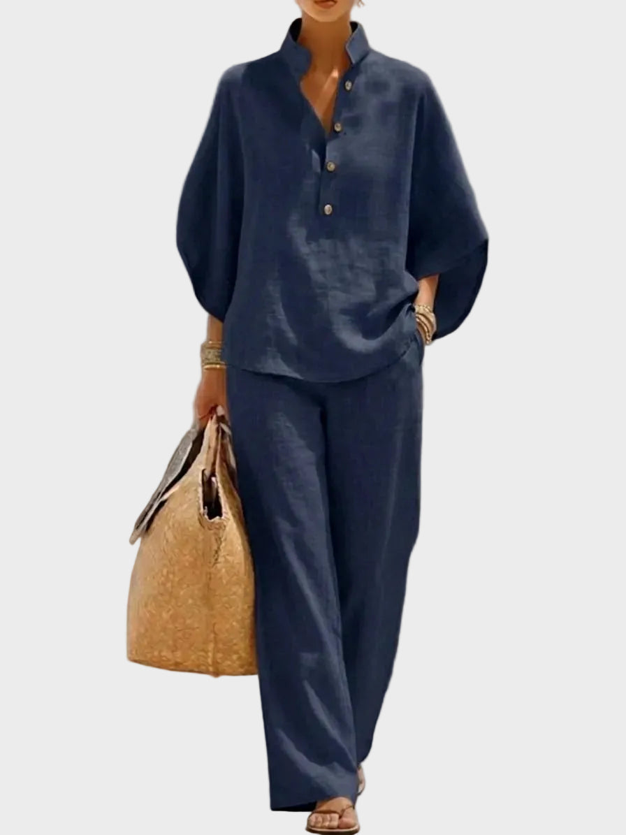 Mariel – Cotton-Linen Set with Wide Trousers