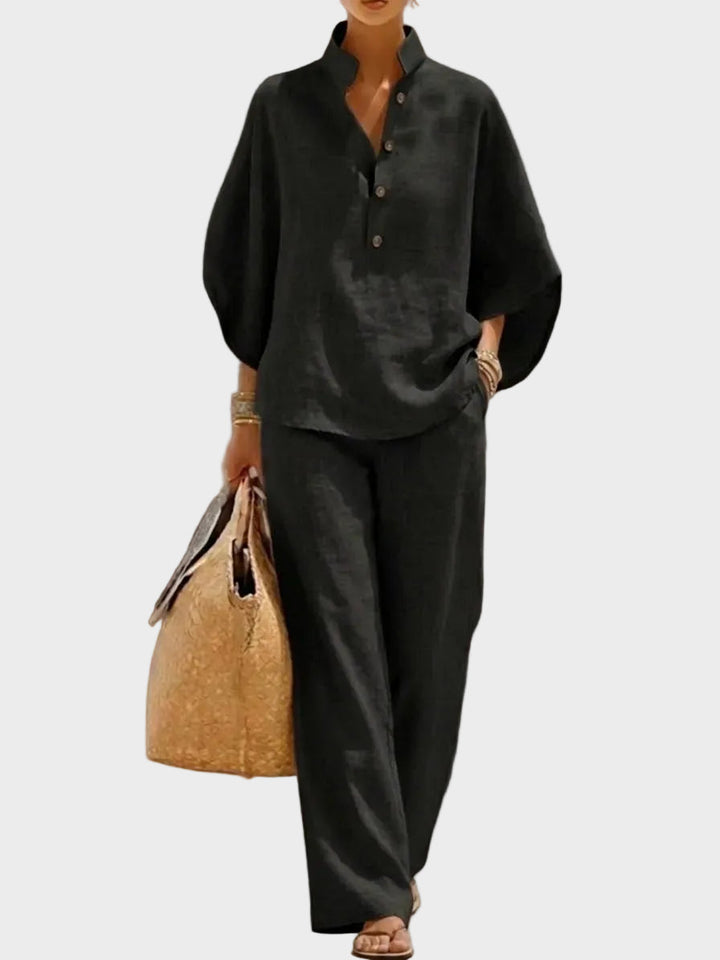 Mariel – Cotton-Linen Set with Wide Trousers
