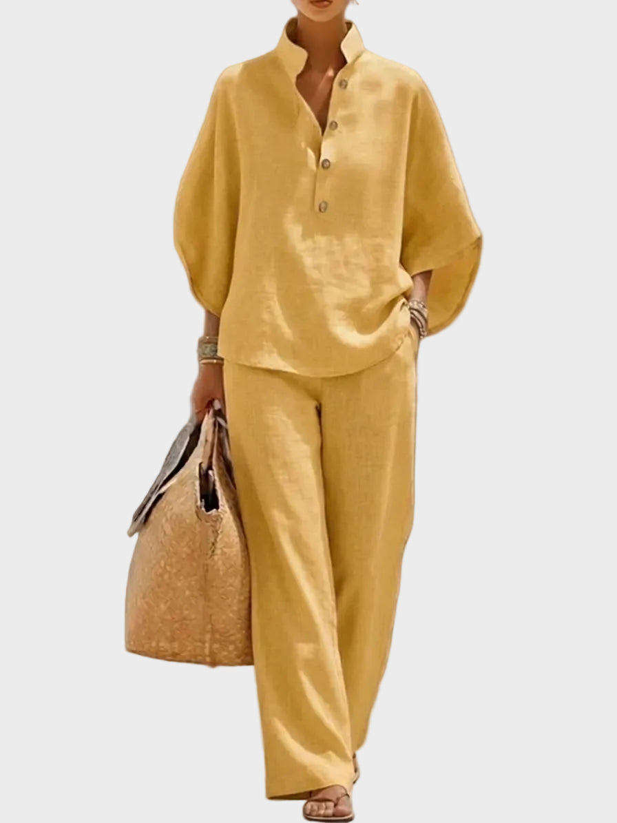 Mariel – Cotton-Linen Set with Wide Trousers