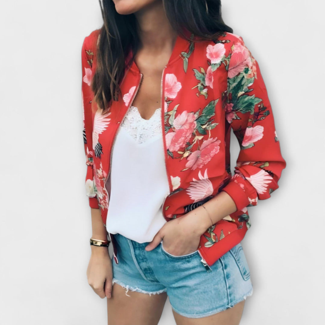 KAYLIN | STYLISH FLOWER BOMBER JACKET