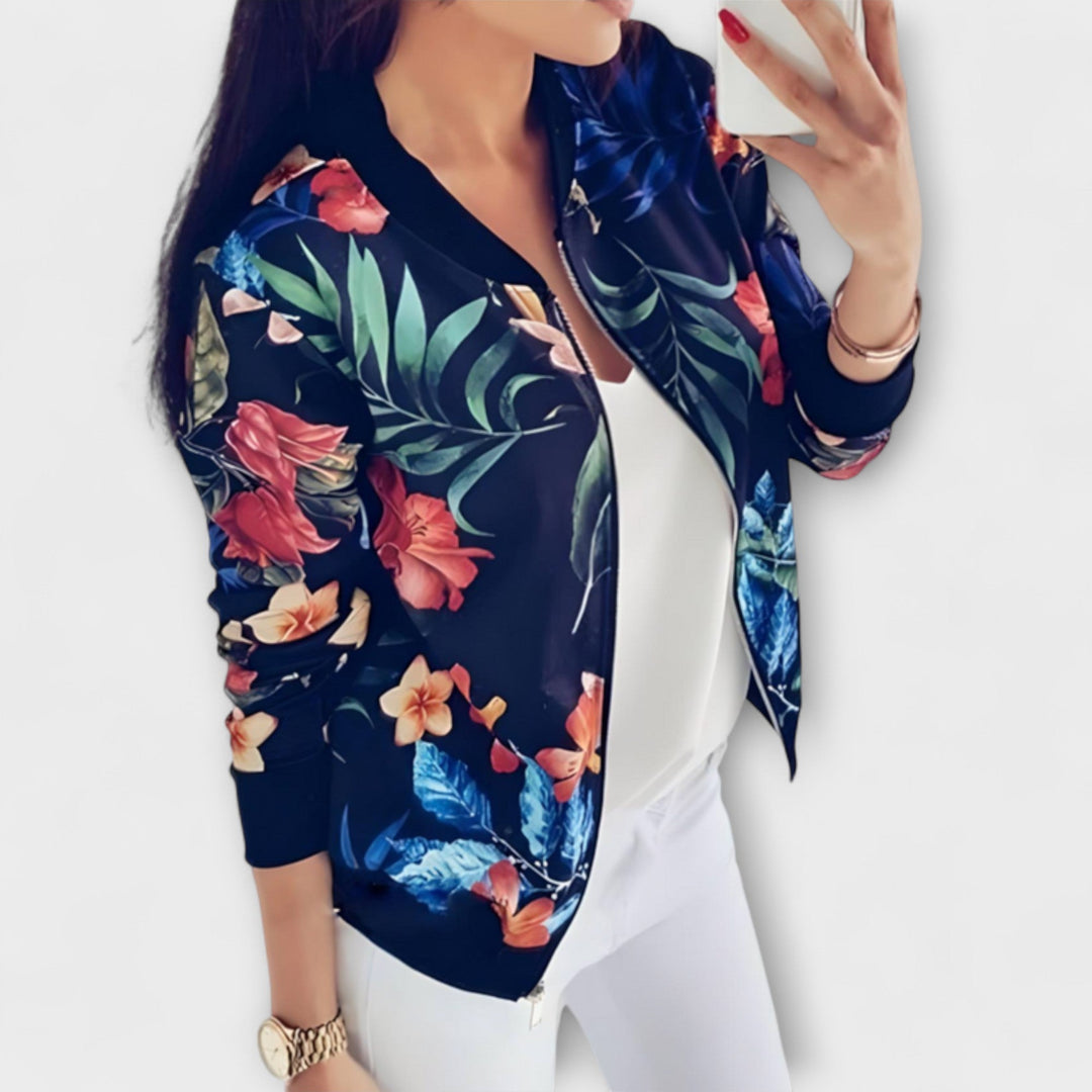 KAYLIN | STYLISH FLOWER BOMBER JACKET