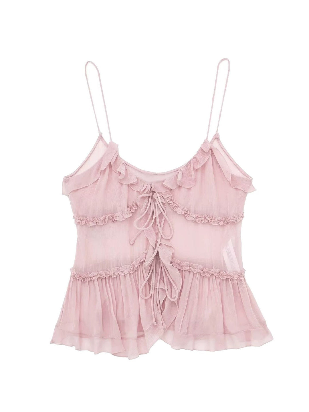 Semi-Sheer Layered Embellished Cami Top