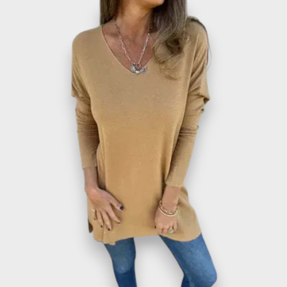 Anais | Relaxed Knit Tunic with V-Neck