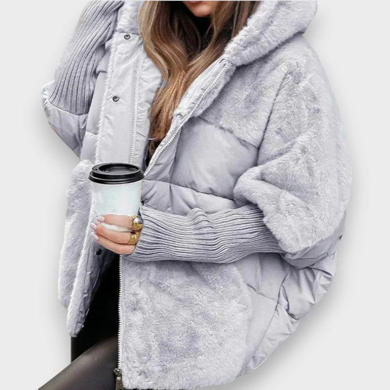 Frida | Oversized Patchwork Puffer Coat with Hood