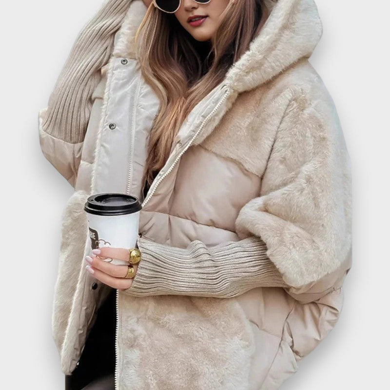 Frida | Oversized Patchwork Puffer Coat with Hood