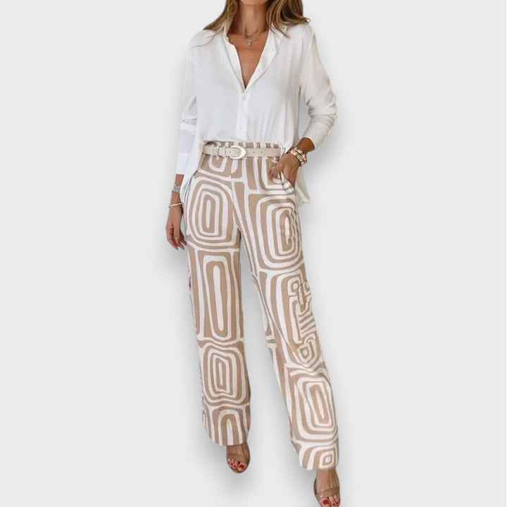 Aurora | Stylish Trouser Set with Blouse and Belt