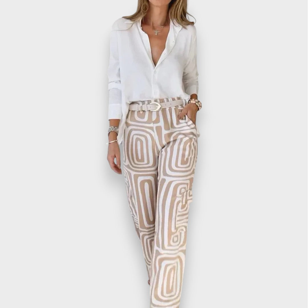 Aurora | Stylish Trouser Set with Blouse and Belt