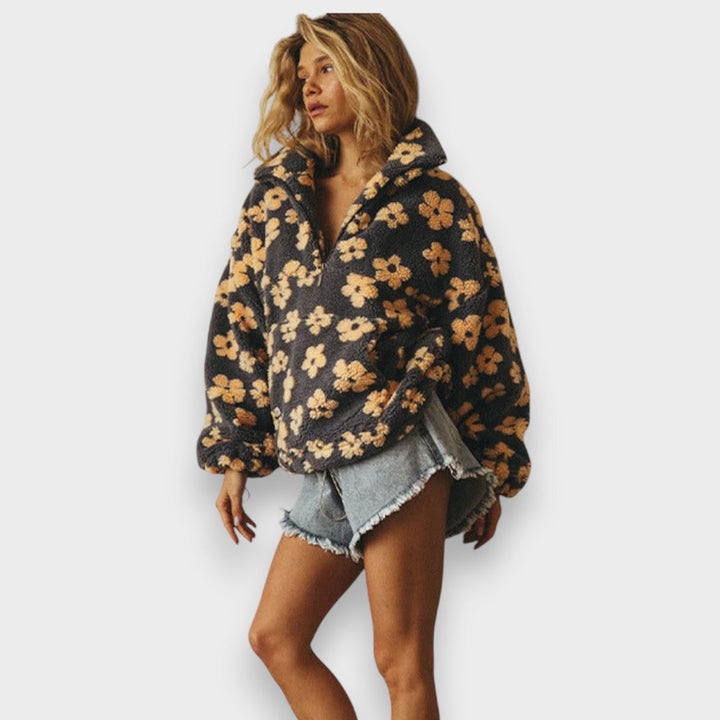 Irma | Long-Sleeved Fleece Pullover with Floral Pattern