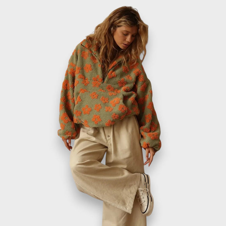 Irma | Long-Sleeved Fleece Pullover with Floral Pattern