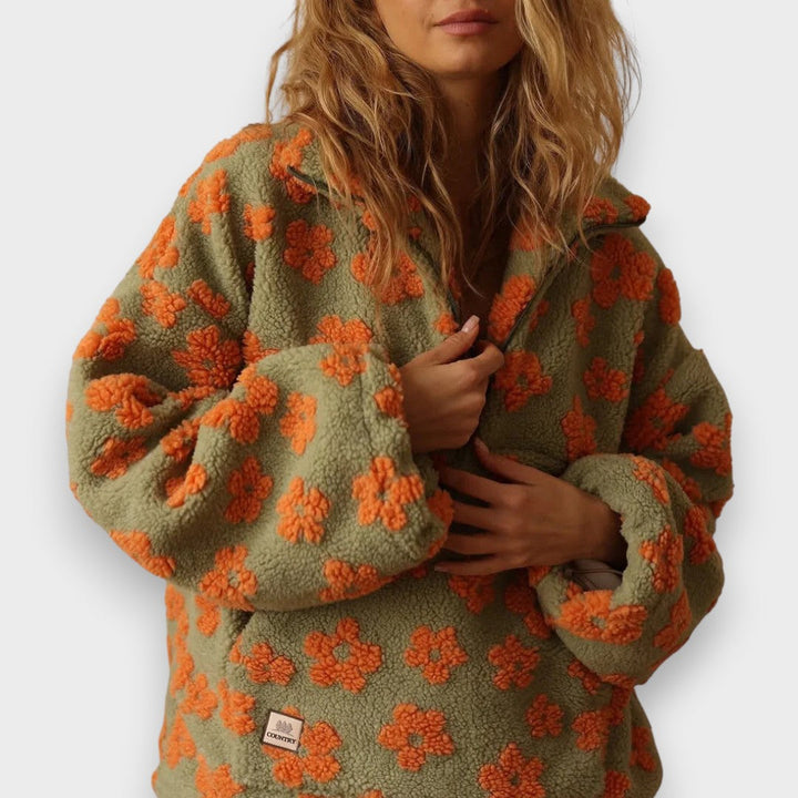 Irma | Long-Sleeved Fleece Pullover with Floral Pattern