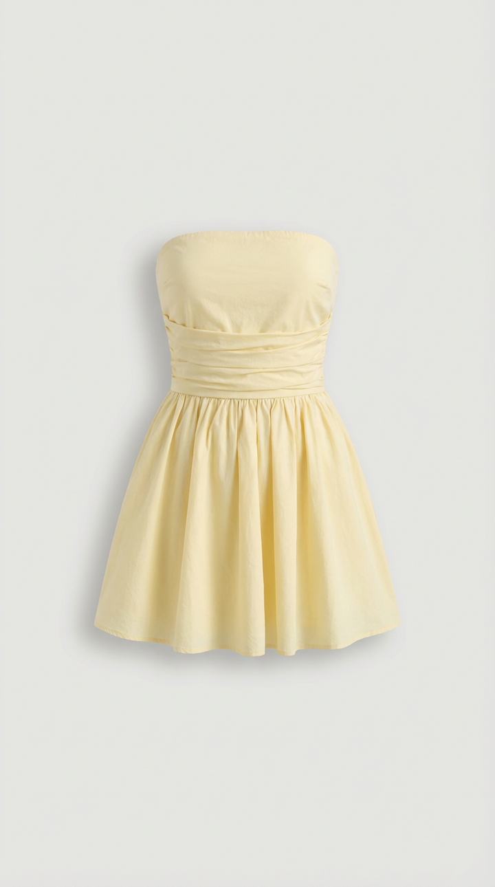 Livia Ruched Strapless Mini Dress