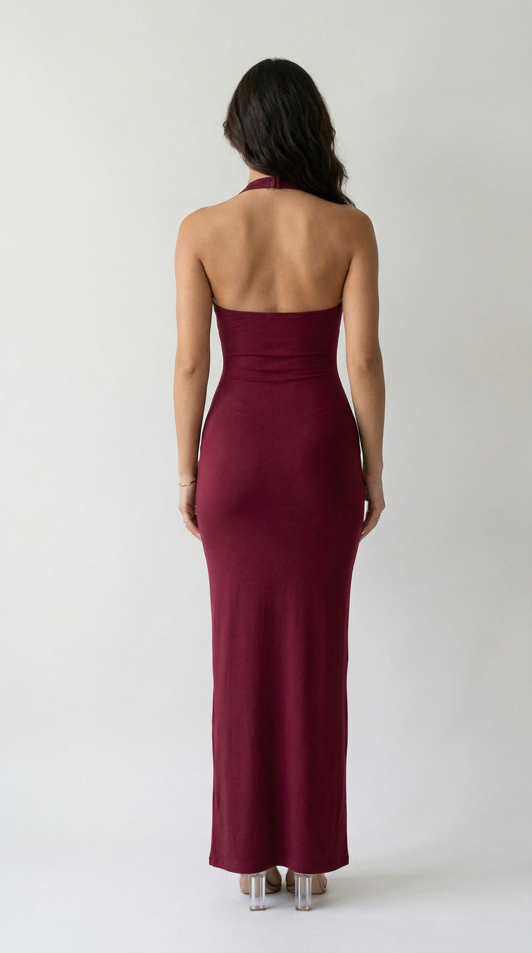 Valentina Sculpted Halter Maxi Dress