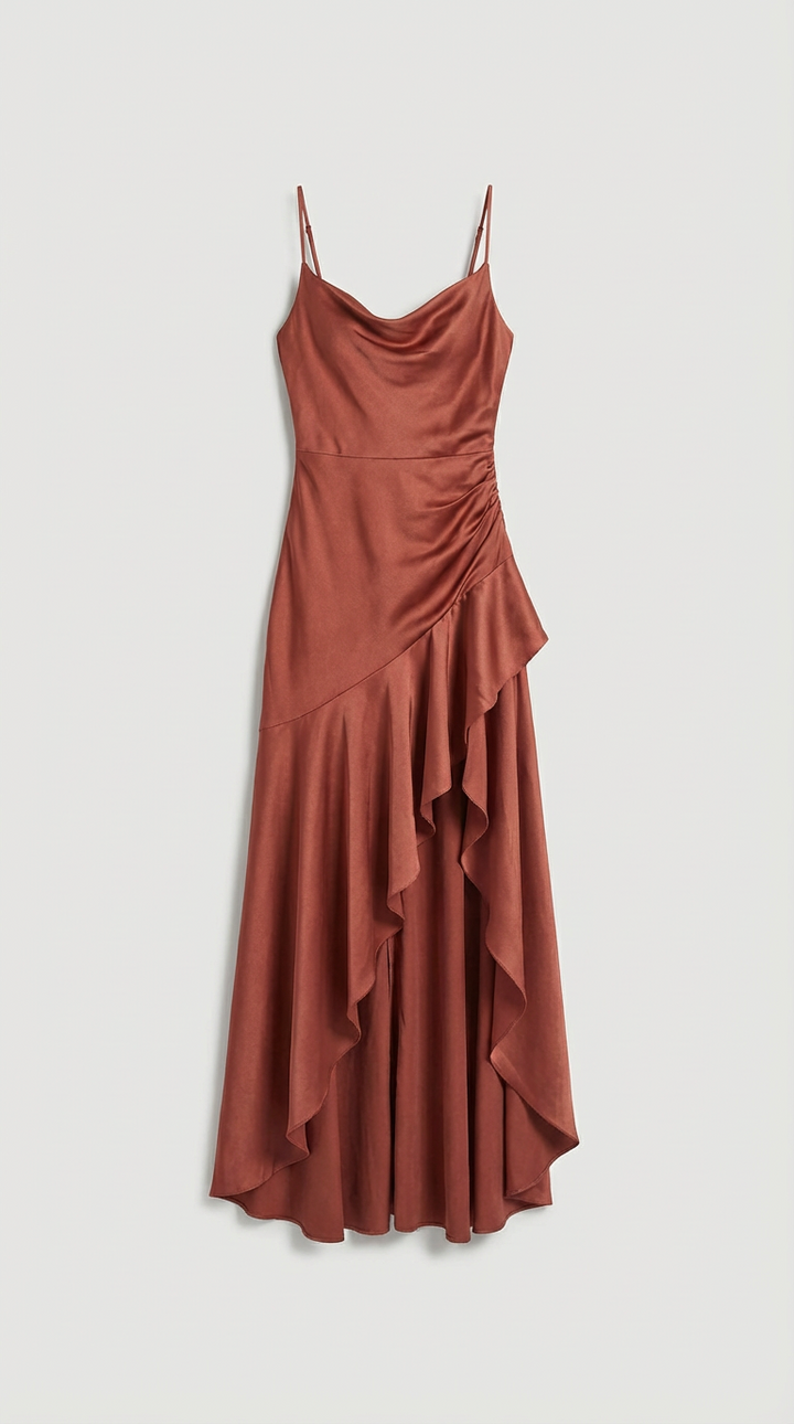 Sabrina Satin High-Low Maxi Dress