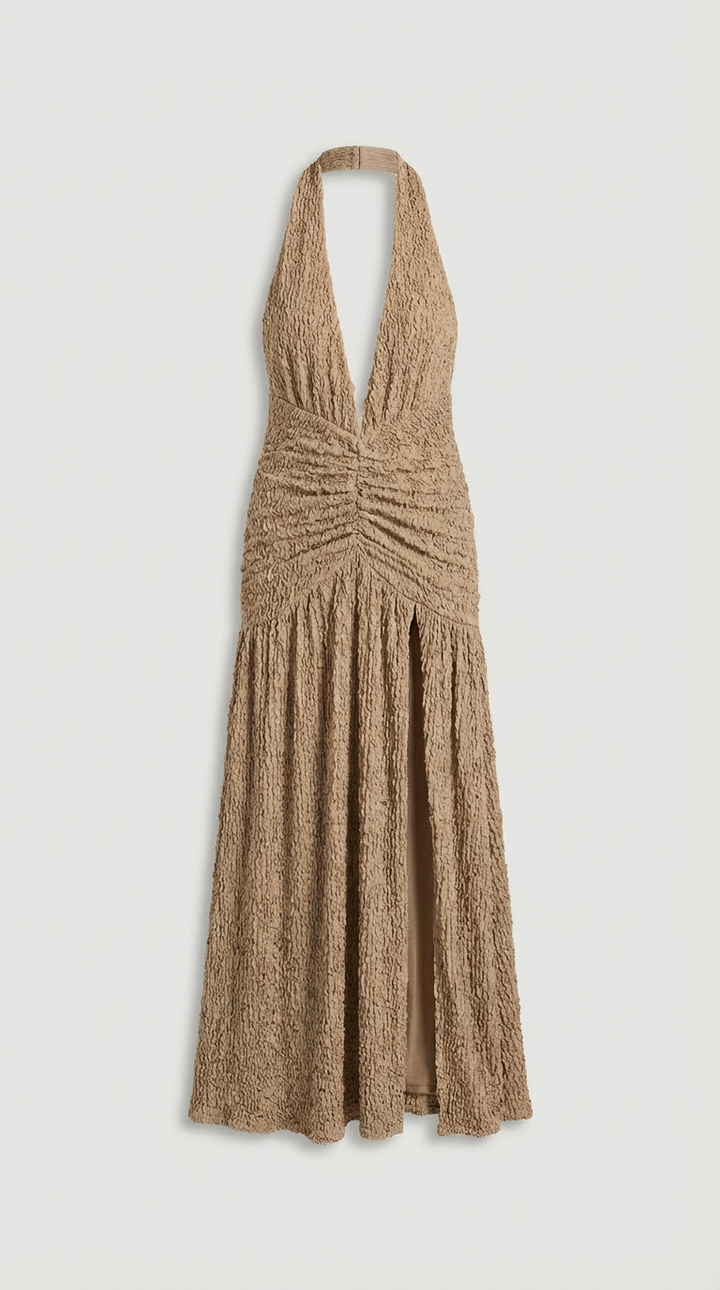 Sienna Textured Halter Maxi Dress