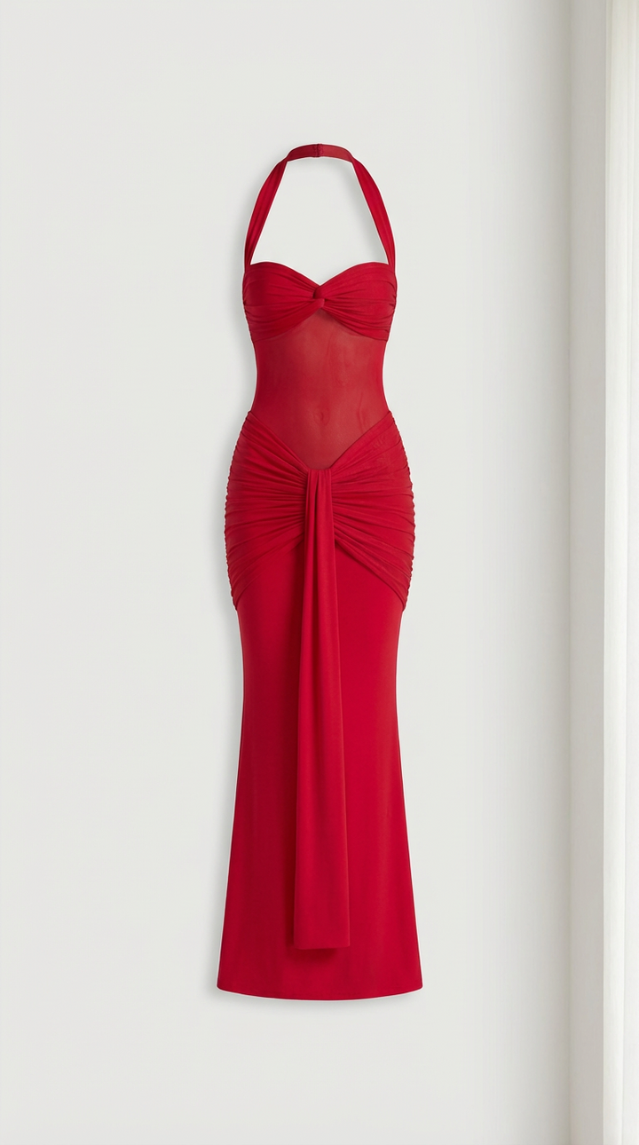 Scarlett Sheer Halter Maxi Dress