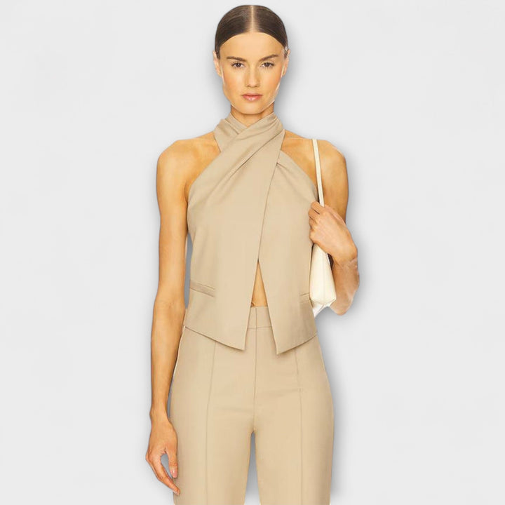 June – Crisscross Halter Neck Tank Top