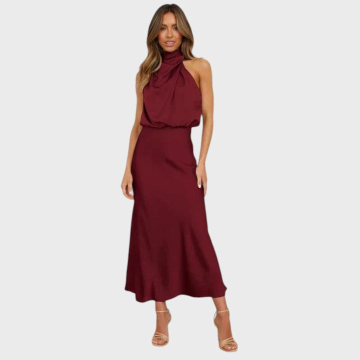 Benthe | Midi Dress with Off-the-Shoulder Design