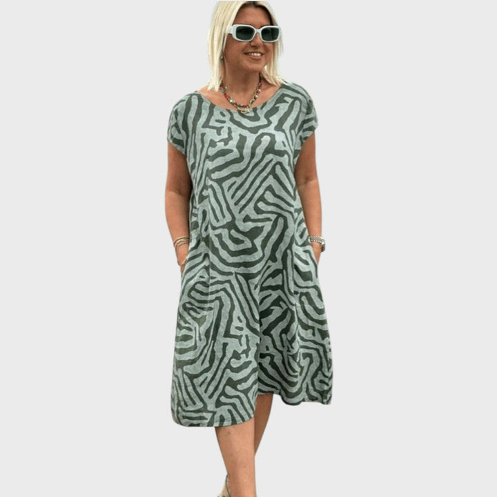 Giselle | Summer Dress with Round Neckline and Beautiful Print