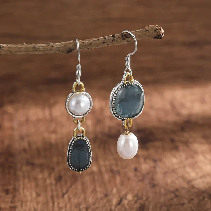 Retro Blue Natural Stone Earring